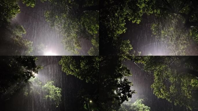 暴雨雨夜 滂沱大雨 暴雨如注 电闪雷鸣