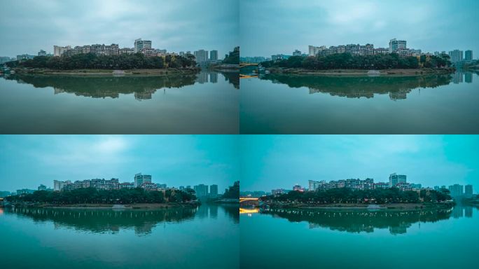 重庆市綦江 城区江边日转夜延时拍摄