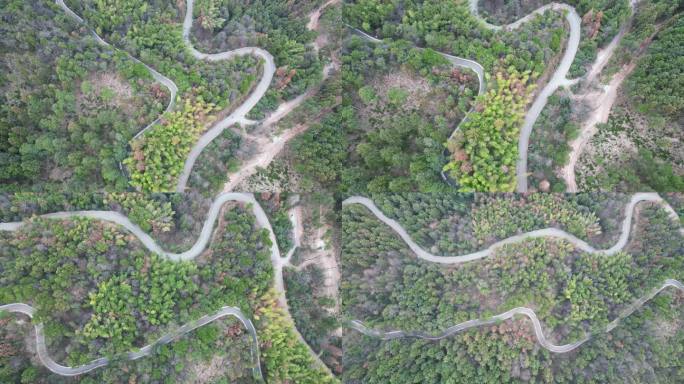 俯拍蜿蜒盘山公路4K航拍