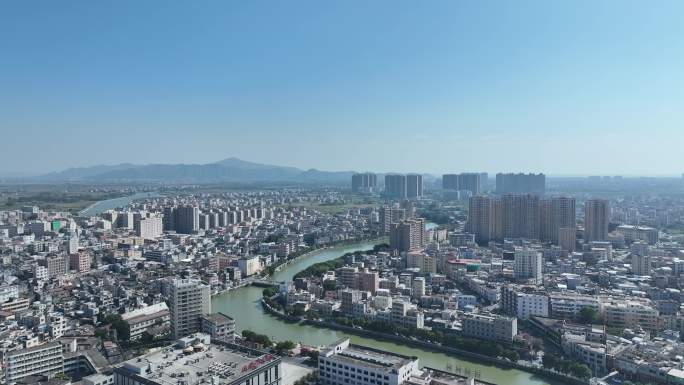 广东陆丰市航拍汕尾市城镇乡村农村乡镇建筑