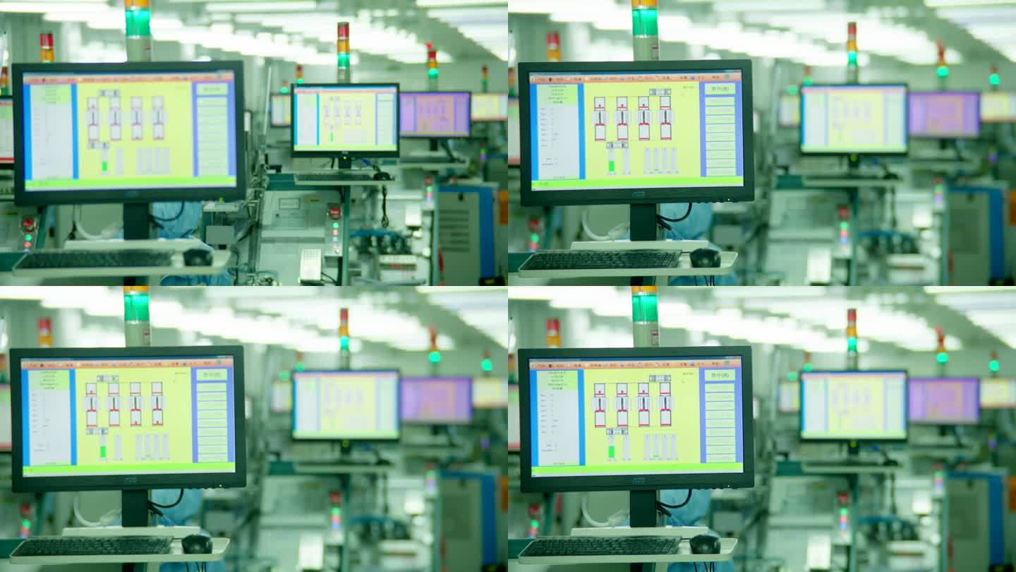 芯片生产芯片制造一组数字大屏幕