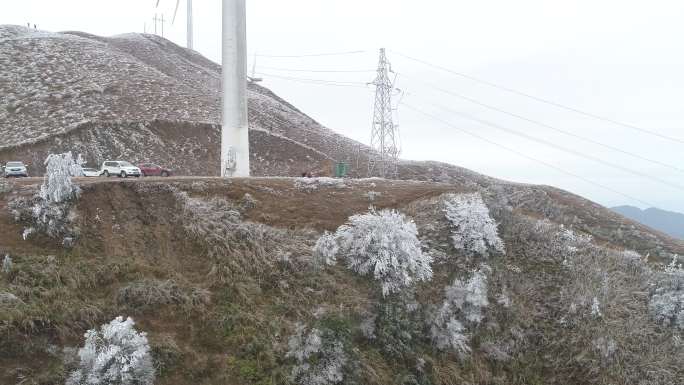 信宜钱排风车山冰挂航拍