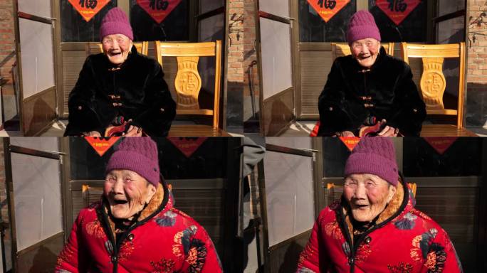 百岁老人微笑