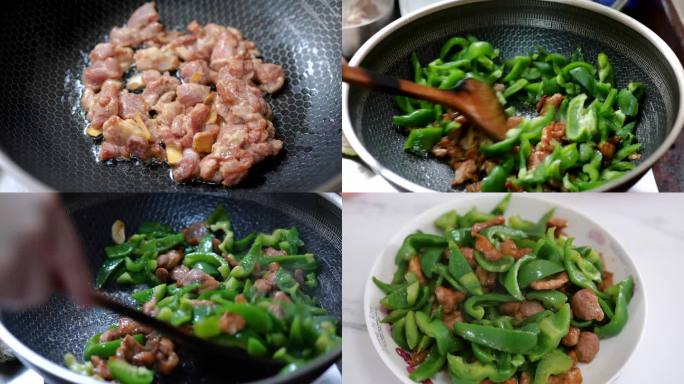 青椒炒肉胡萝卜炒蛋腌排骨炒家常菜