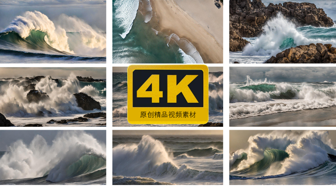 海浪浪花 巨浪4k素材合集