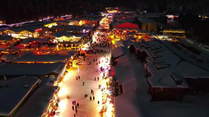 牡丹江 雪乡 夜景航拍