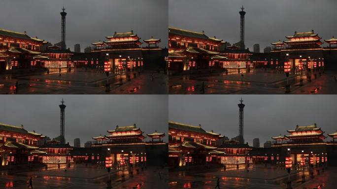 宫殿古风夜景唯美灯光 元宵节春节灯会