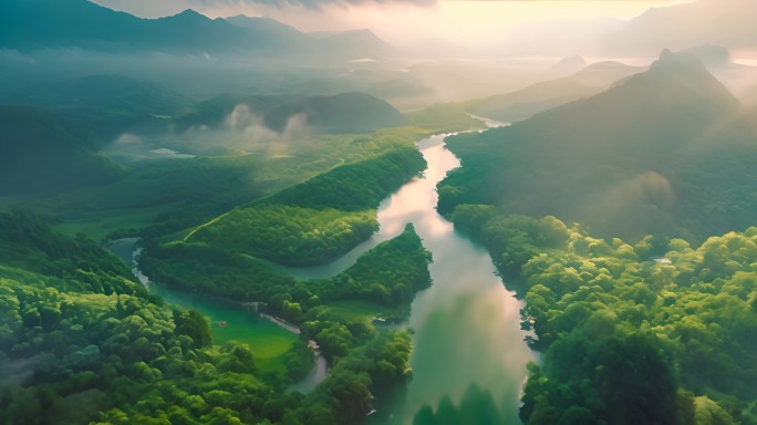 青山绿水长江河流