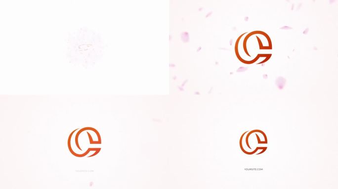樱花花瓣爆炸的动画logo展示