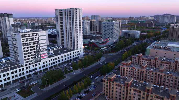 乌兰浩特城市夜景夕阳