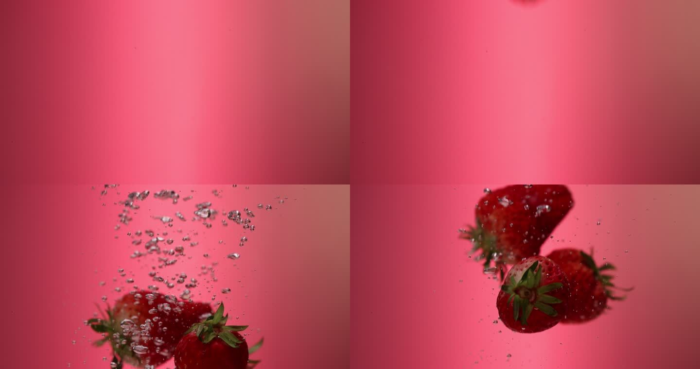 草莓入水实拍素材
