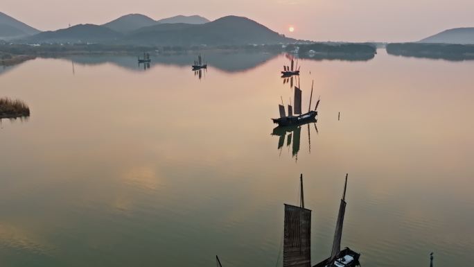 苏州光福太湖下淹湖日落