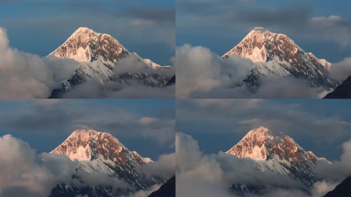 四川宣传片贡嘎雪山日落日照金山延时摄影