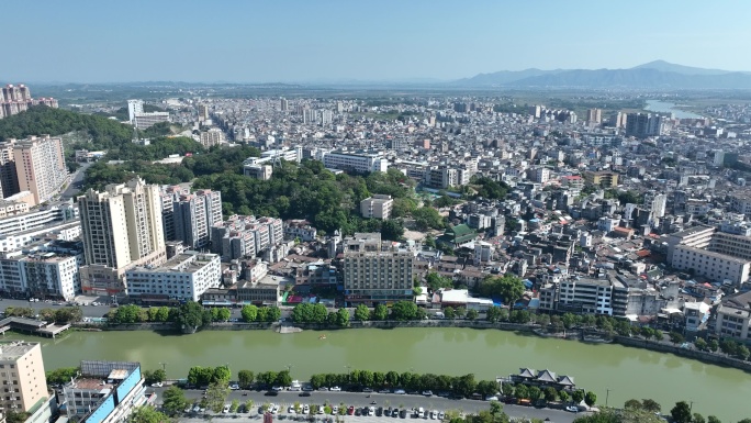 广东陆丰市航拍汕尾市城镇乡村农村乡镇建筑