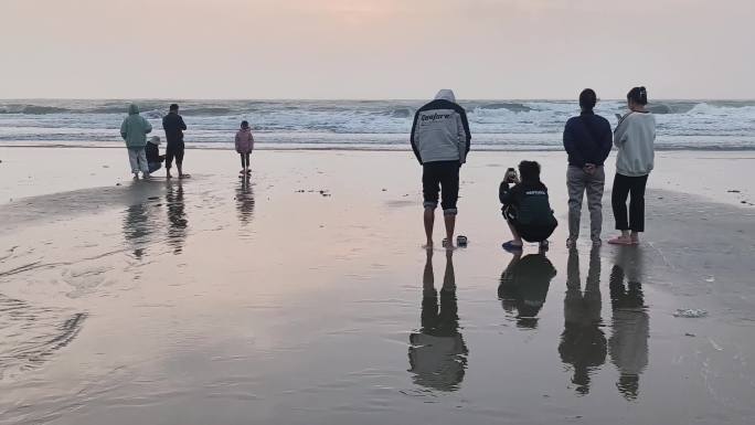 背影人影剪影海边大海黄昏水边岸边意境写意