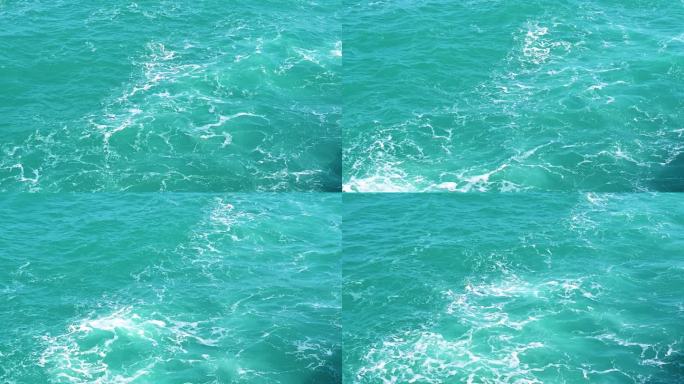 海上海浪浪花满画幅海水碧绿