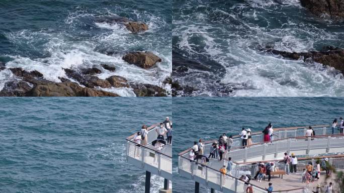 大梅沙 栈道 桥  海上 人行道 礁石