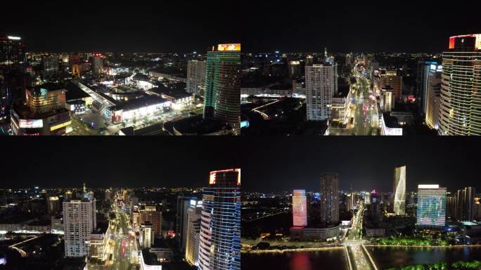 宁波天一广场中山路夜景航拍