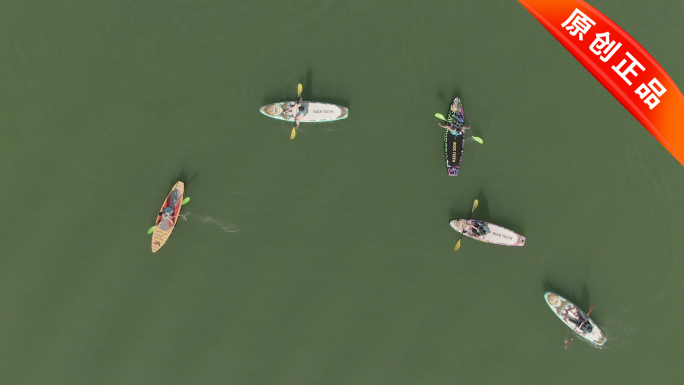 划船桨板玩水俯拍