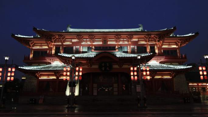 宫殿古风夜景唯美灯光 元宵节春节灯会