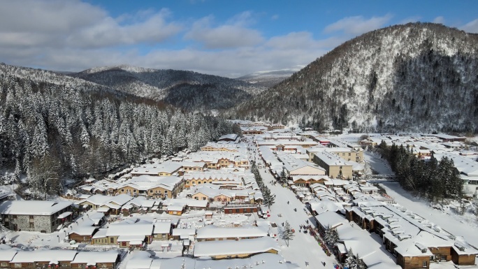 牡丹江 雪乡 街景 航拍 冬季雪景5