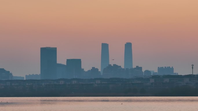 航拍昆明滇池日出风光