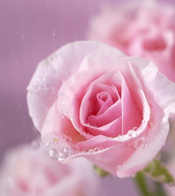 玫瑰撒水水珠粉色高清