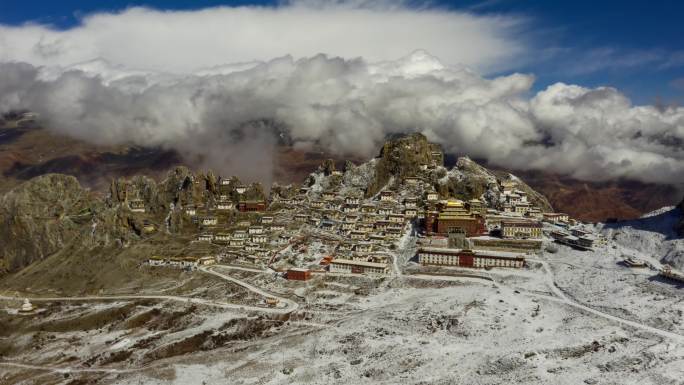 西藏宣传片丁青孜珠寺航拍延时摄影