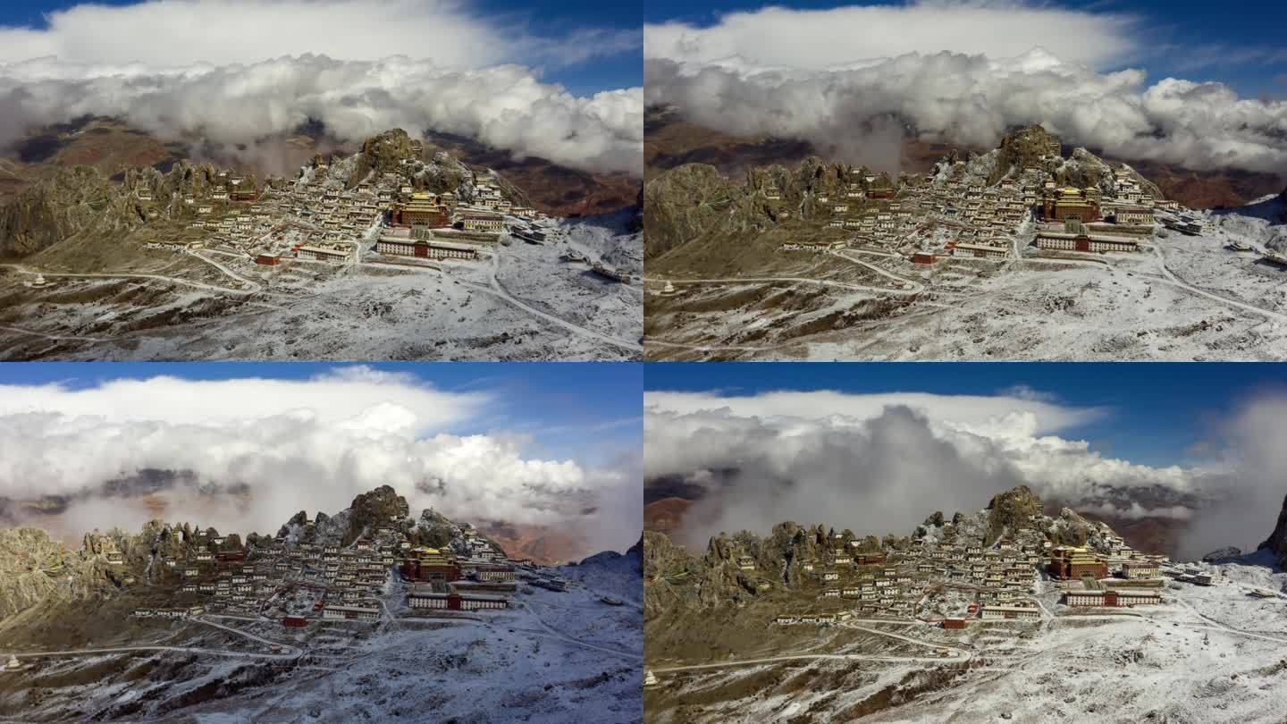 西藏宣传片丁青孜珠寺航拍延时摄影
