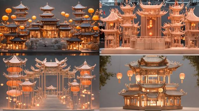 中式建筑模型视频素材