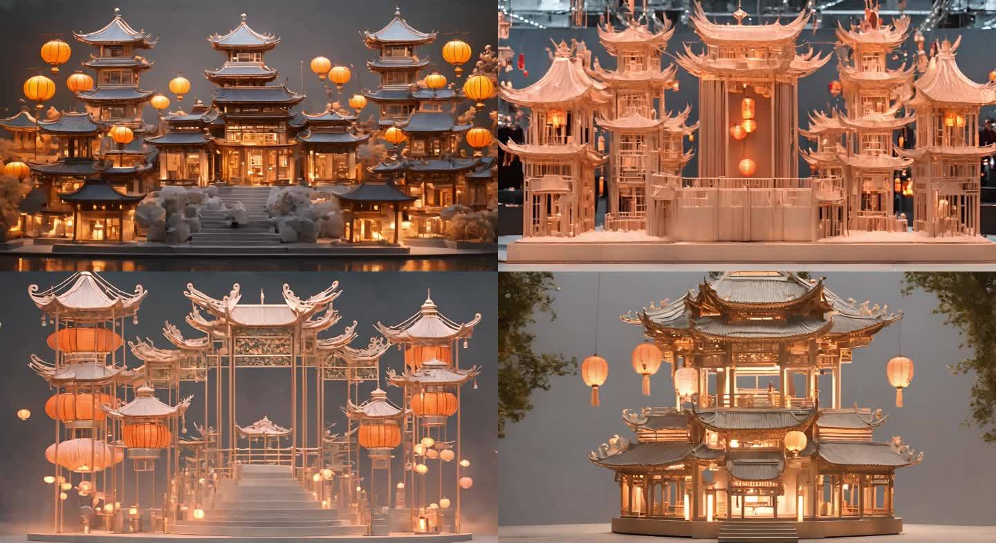 中式建筑模型视频素材