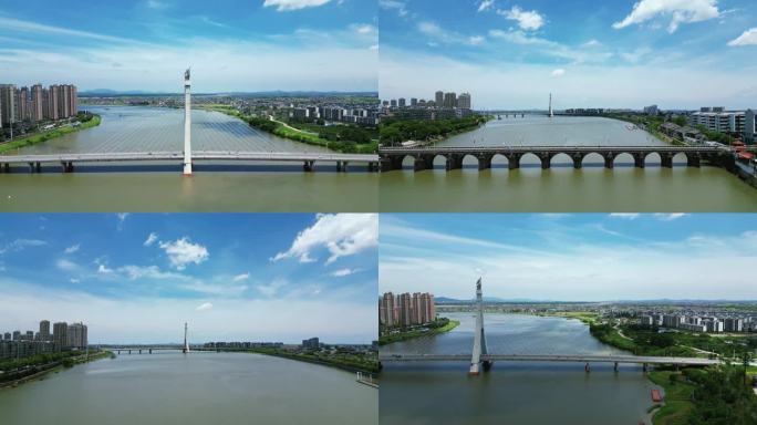 江西抚州赣东大桥航拍