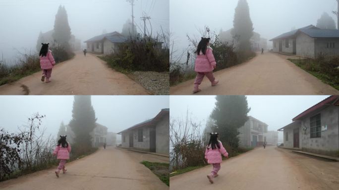 农村小孩奔跑