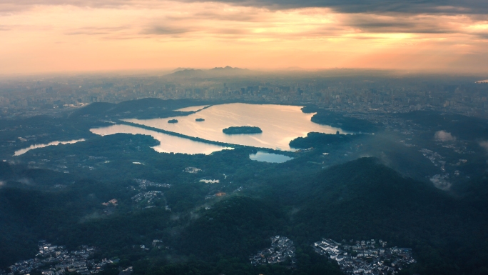 杭州西湖4k全景航拍