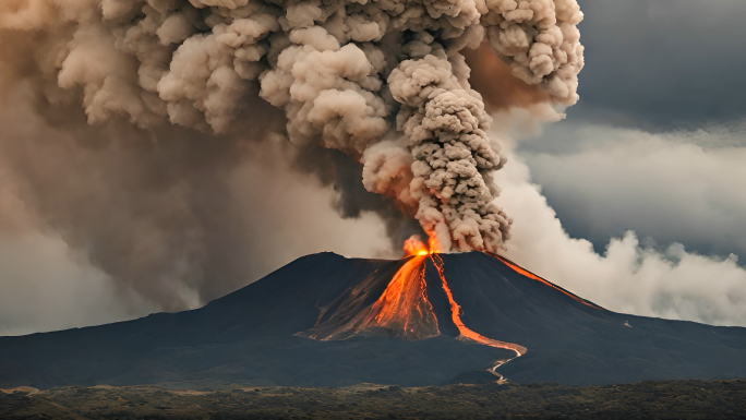 火山火山喷发岩浆 自然灾害活火山火山浓烟