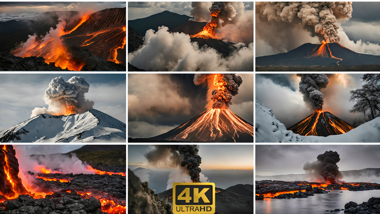 火山火山喷发岩浆 自然灾害活火山火山浓烟