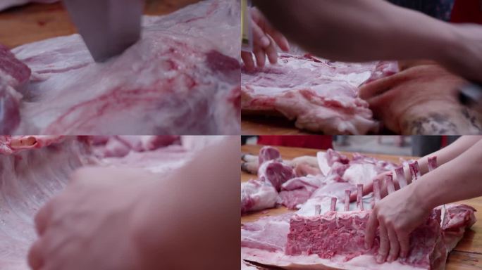 切猪肉 处理新鲜猪肉