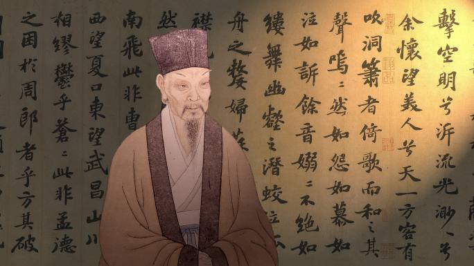 苏轼画像及赤壁赋4k视频素材