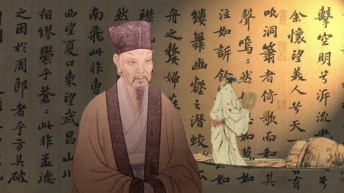 苏轼画像 苏轼与赤壁赋4k视频素材