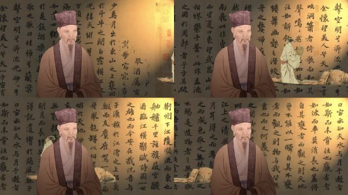 苏轼画像 苏轼与赤壁赋4k视频素材