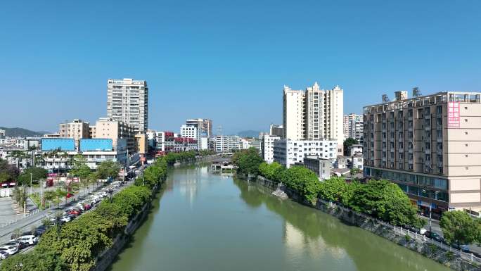 广东陆丰市航拍汕尾市城镇乡村农村乡镇建筑