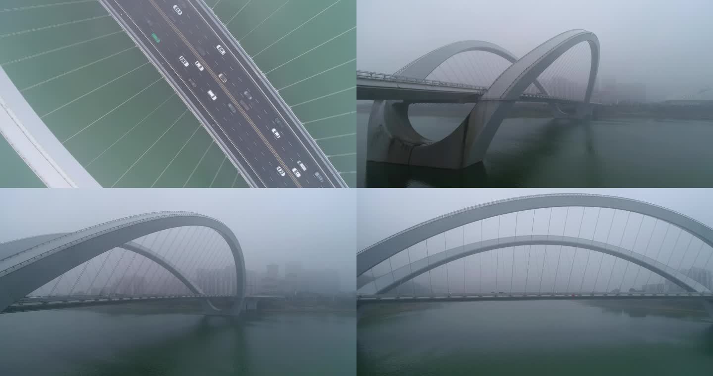 云雾中的青山大桥像起飞的翅膀