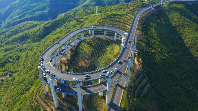 太原天龙山公路航拍视频合集