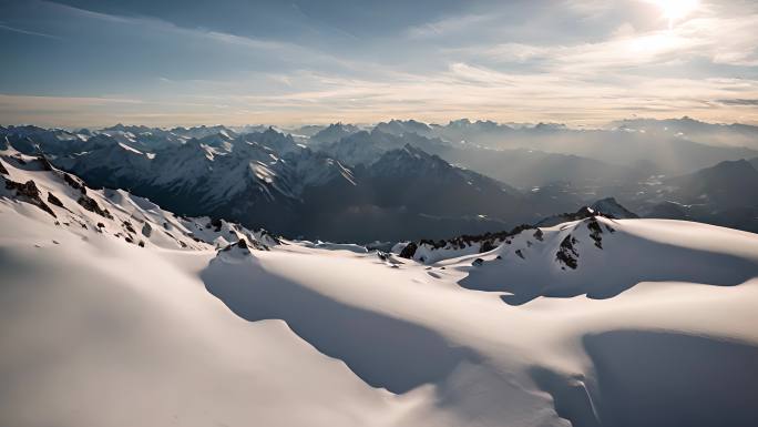 航拍雪山 巍峨雪景 云雾日出 冰雪