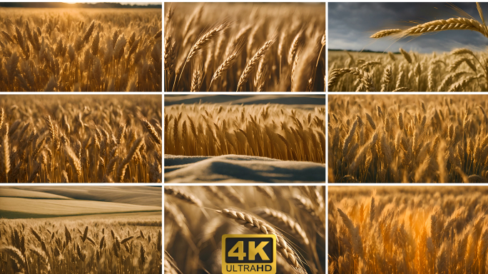 小麦麦子合集唯美大片麦田金色麦田农业丰收