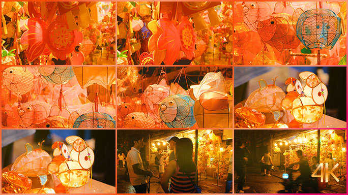 非遗手工灯笼街区 节日庆典中国传统花灯