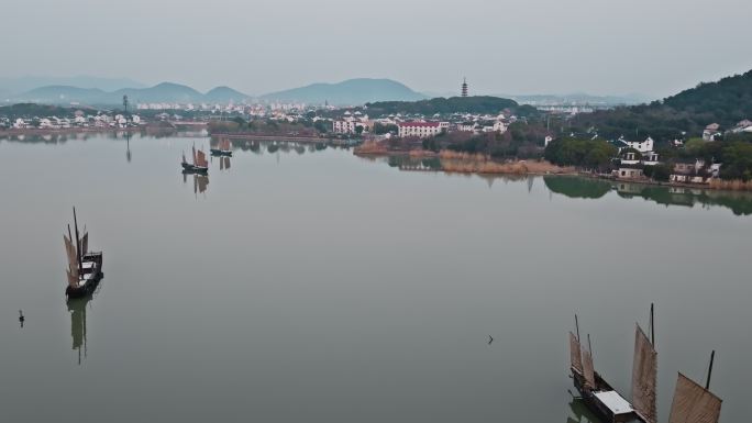 苏州光福太湖下淹湖日落