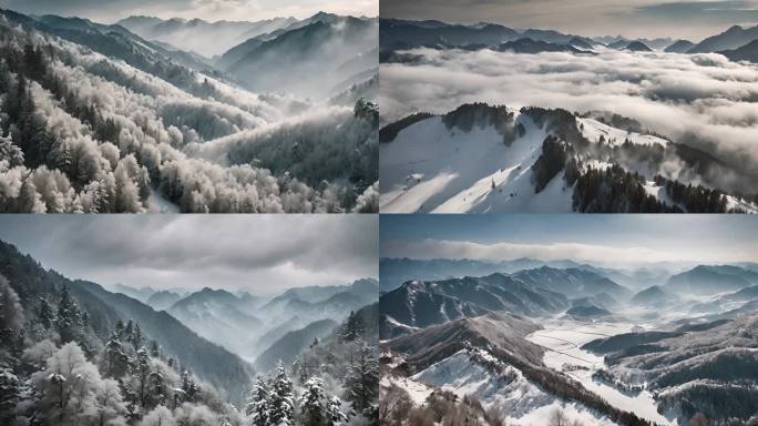 秦岭雪景云海延时航拍