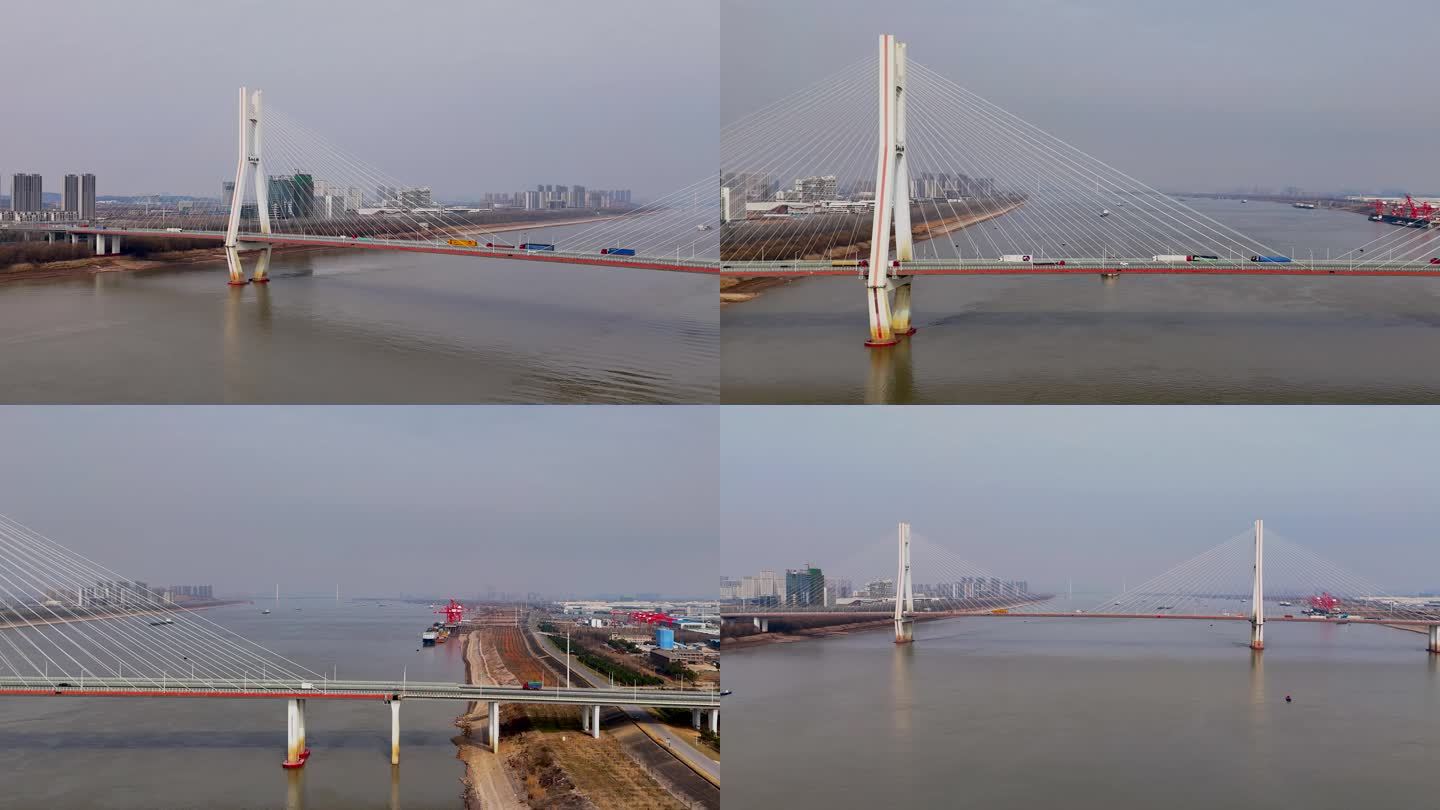 武汉桥梁长江水道军山大桥斜拉桥公路桥-1