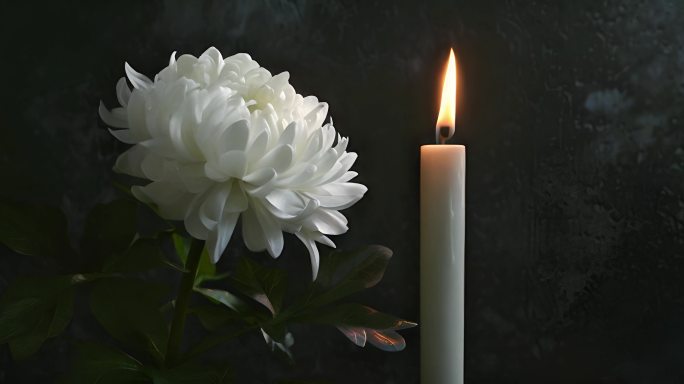 4k清明 白色菊花白色蜡烛缅怀